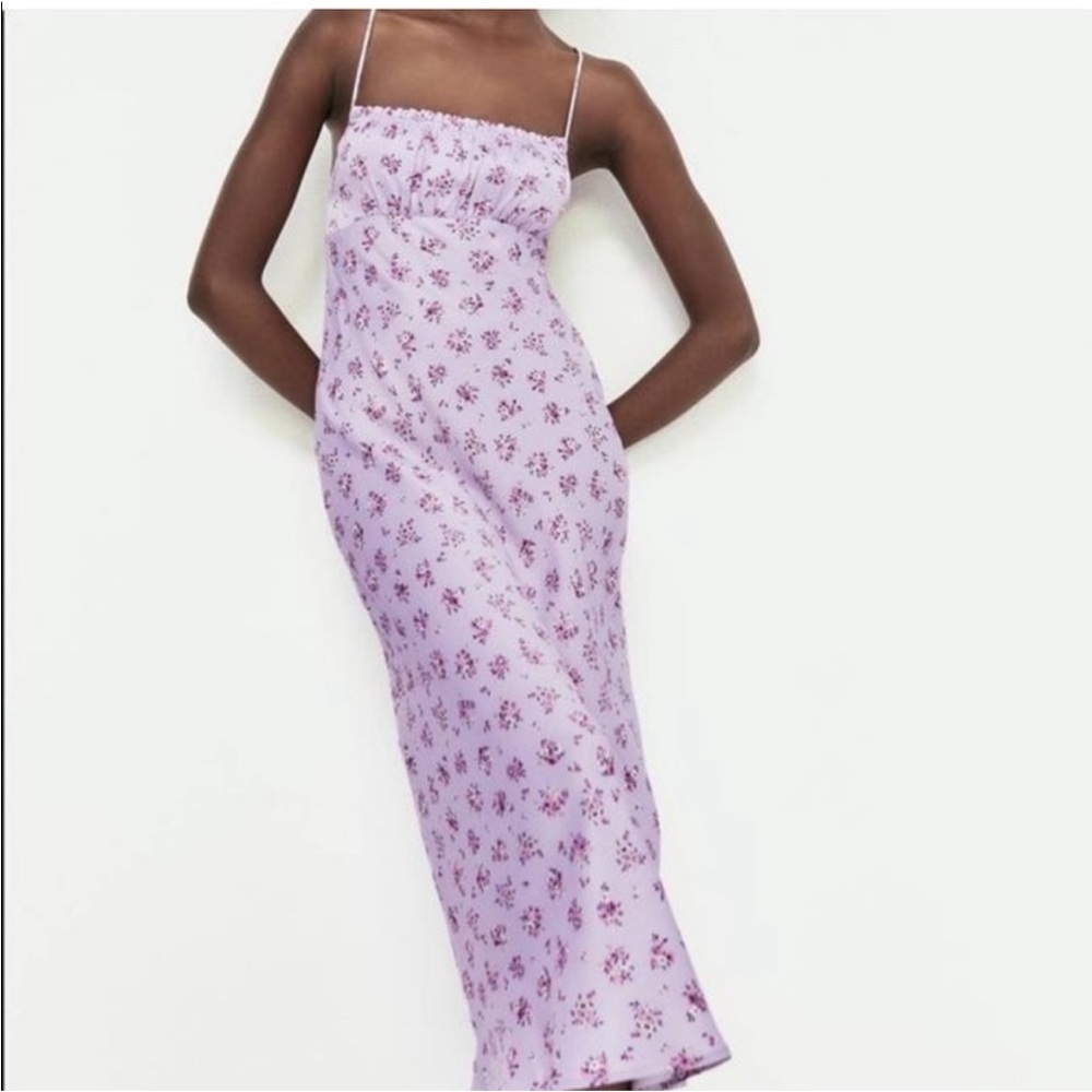 Zara Lavender Floral Midi Dress
